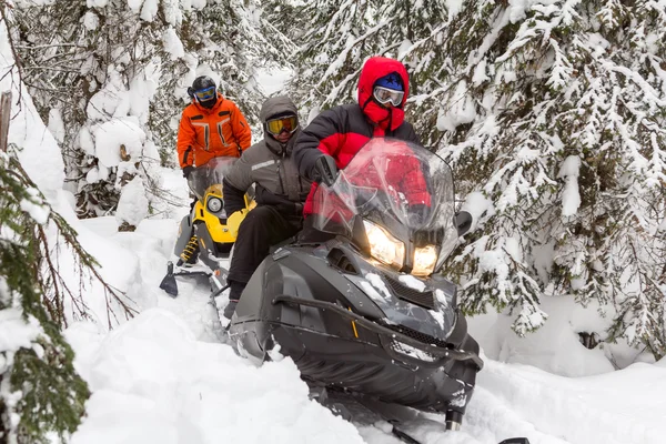 Αθλητές σε ένα snowmobile — Φωτογραφία Αρχείου