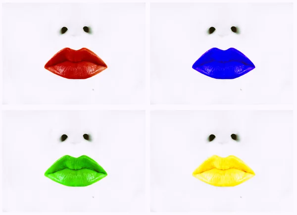 Viele Lippen verschiedene Farben — Stockfoto