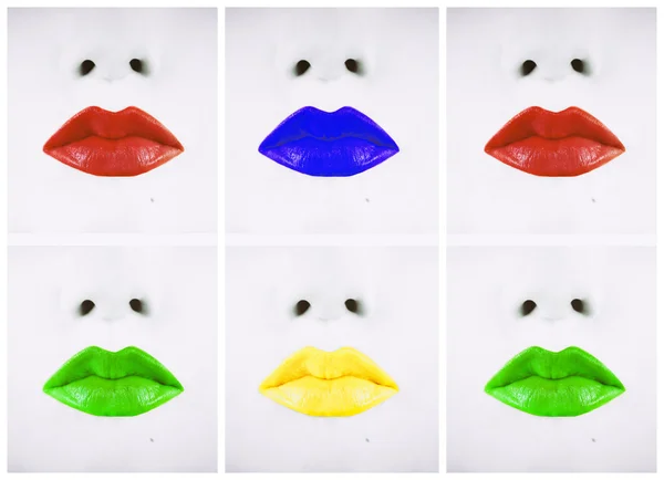 Много губ разных цветов — стоковое фото
