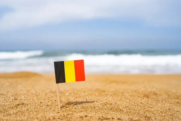 Flag Germany Form Toothpick Sand Beach Sea Wav Travel Concept — Stock Photo, Image