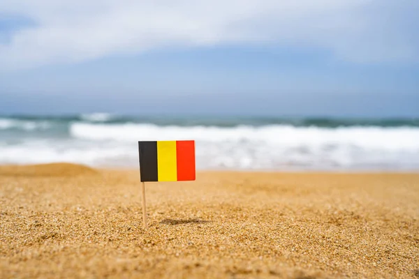 Flag Germany Form Toothpick Sand Beach Sea Wav Travel Concept — Stock Photo, Image