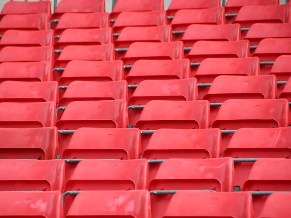 Stand Platform in Perspective with Red Plastic Seats — Stock Photo, Image