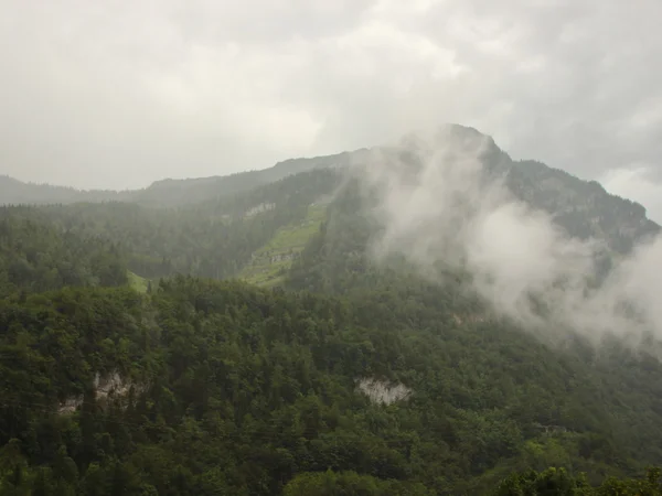 Alpes autrichiennes nuageuses après de fortes pluies à Gollingen — Photo