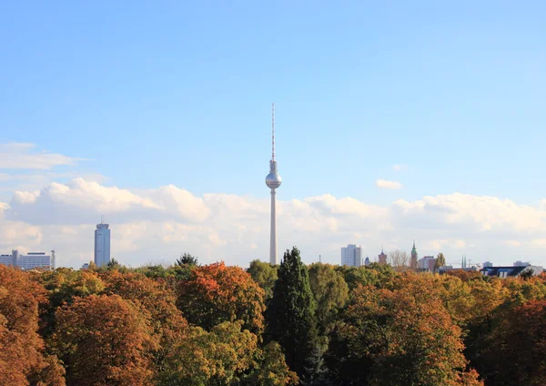 Skyline de Berlim Alemanha com floresta de outono — Fotografia de Stock