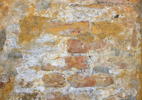 Grunge eski sarı brickwall doku arka plan aşınmış — Stok fotoğraf