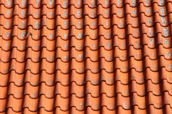 Red Clay Tile Roof on Old Farm House Horizontal — Stock Photo, Image