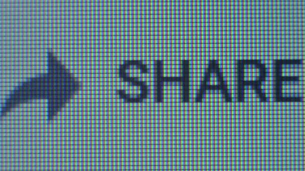 The share button on the computer screen. the cursor clicks on the share button. — Stockvideo