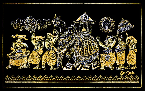 Шрі-Ланки традиційної ручної роботи полотно картини Канді Есала ходи — стокове фото