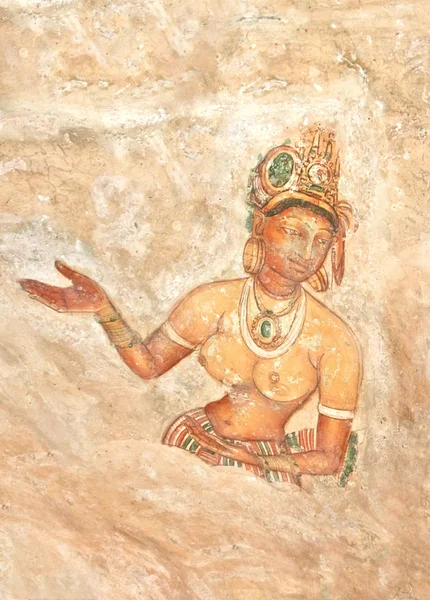 Pinturas de pared de cueva de roca Sigiriya, Sri Lanka — Foto de Stock