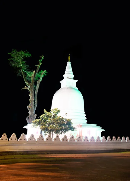 Natt syn på ett buddhistiskt tempel och Stupa — Stockfoto