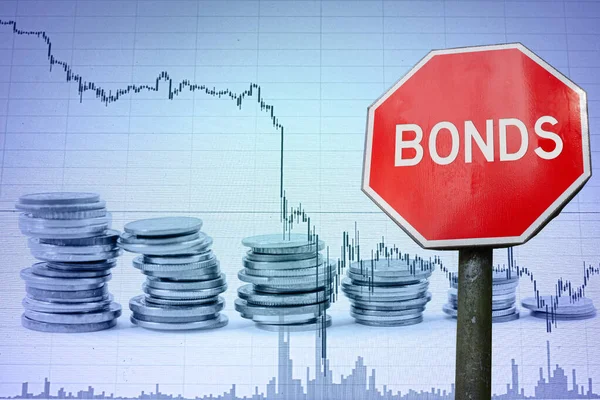 Bonds Sign Economy Background Graph Coins — Stock fotografie