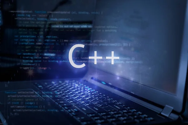 Inscription Laptop Code Background Learn Programming Language Computer Courses Training — Stock Photo, Image