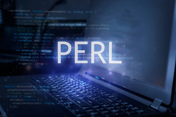 Perl Inscription Laptop Code Background Learn Perl Programming Language Computer — Stock Photo, Image