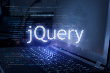 Dizüstü bilgisayara karşı JQuery yazıtları ve kod geçmişi. JQuery programlama dili, bilgisayar kursları, eğitim öğrenin. 