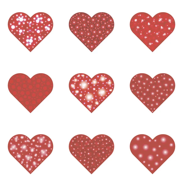 Red hearts set — Stock Vector