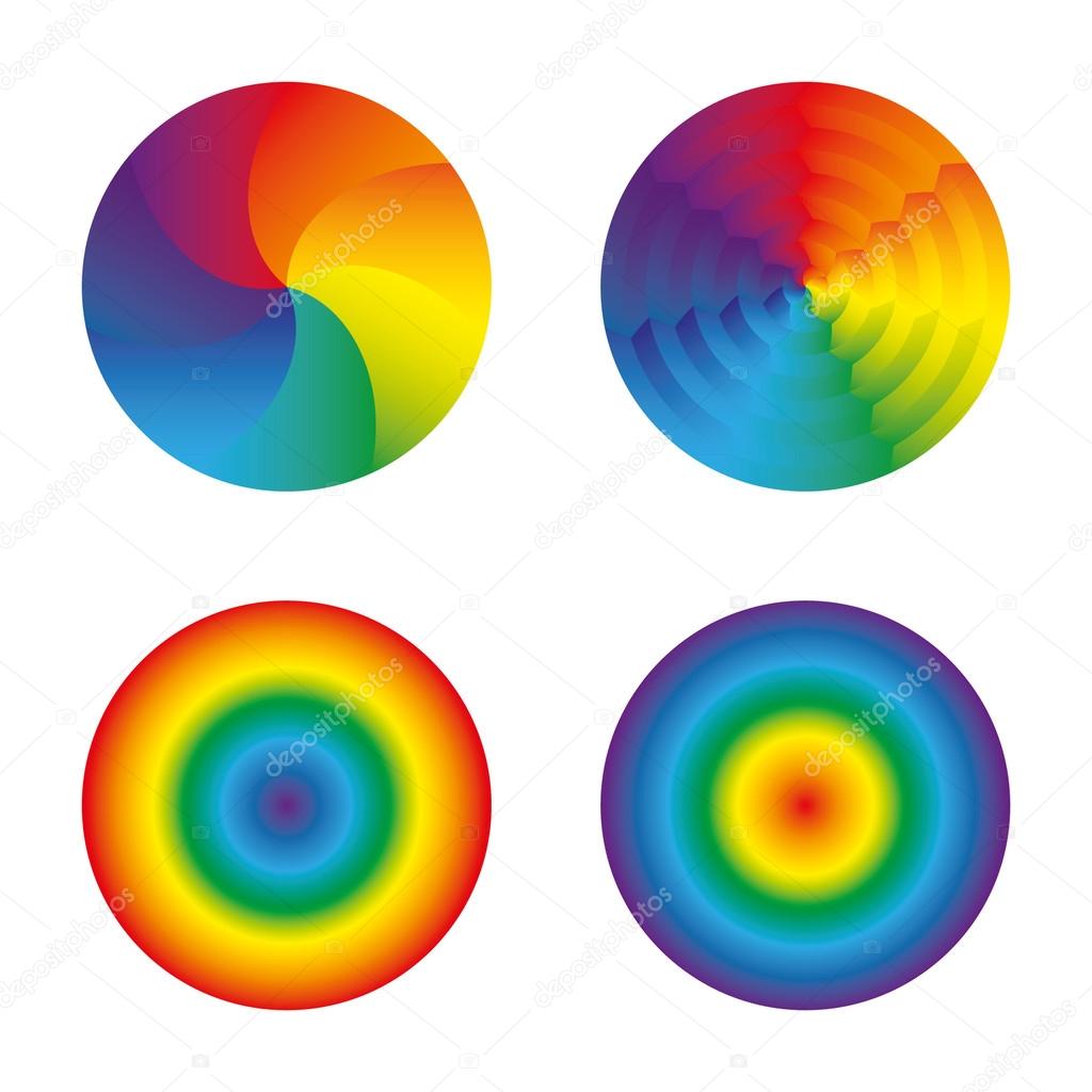 Rainbow circles set isolated objects