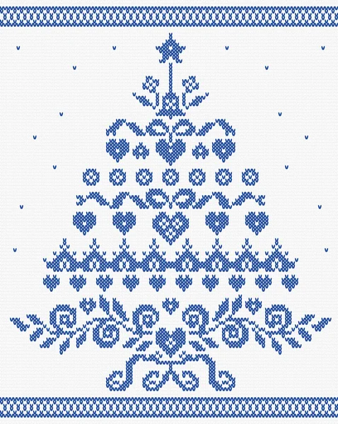 Christmas ornament blue tree vector seamless texture — Stock Vector