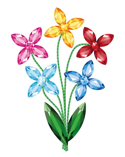 Boeket van bloemen van de edelstenen geïsoleerde object vector — Stockvector