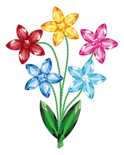 Boeket van bloemen van de edelstenen geïsoleerde object vector — Stockvector