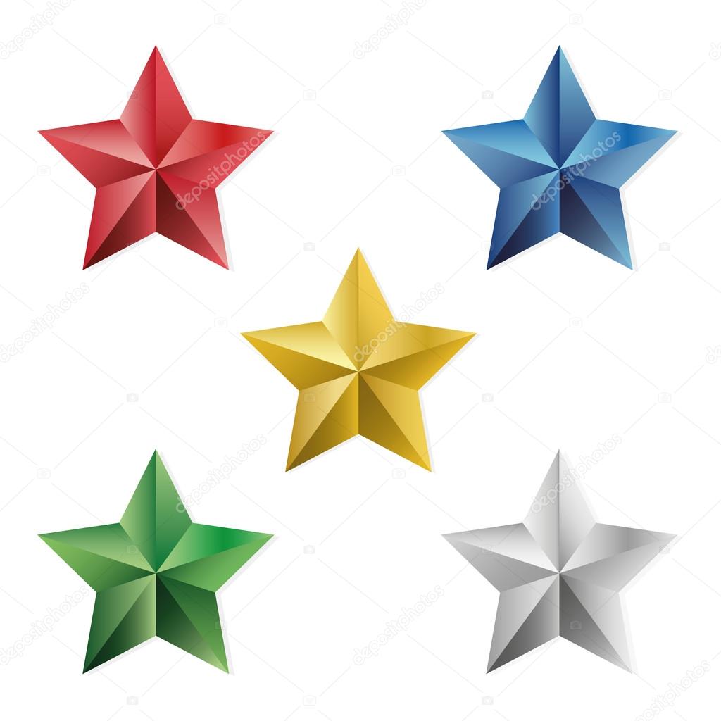 Set of precious stars vector isolated objects