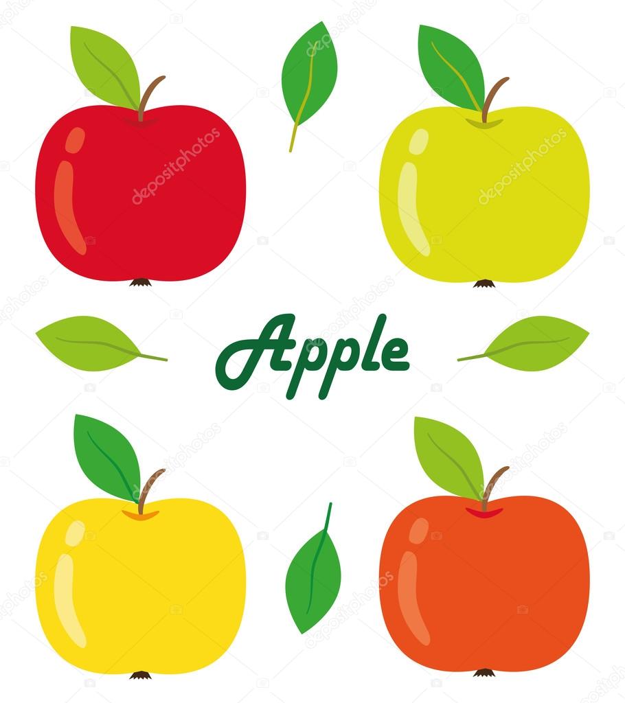 Apples isolated objects vector