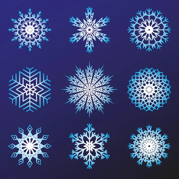 Ensemble de vecteurs de flocons de neige — Image vectorielle