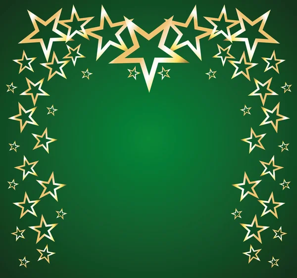 Gold stars on a green background vector — Stock Vector