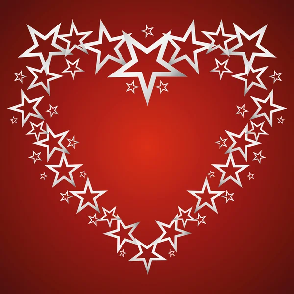 Silver stars in the shape of heart vector — Stock Vector