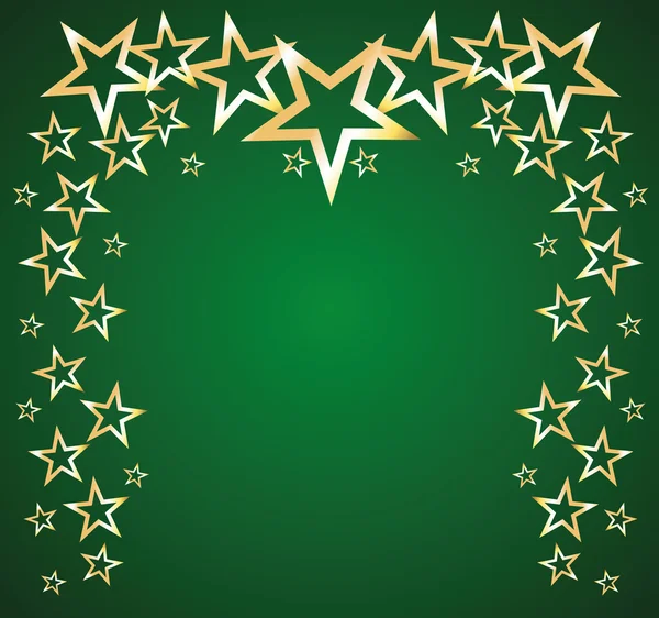 Gouden sterren op een groene achtergrond vector Rechtenvrije Stockvectors