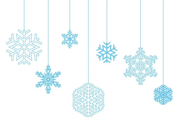 Hanging snowflakes on a white background vector — Stock Vector