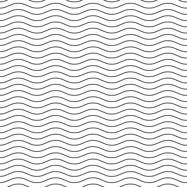 Wellige Linie schwarz-weiß nahtloses Muster — Stockvektor