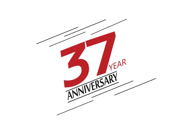 Años Diseño Velocidad Aniversario Color Rojo Logotipo Minimalista Tarjeta Felicitación — Vector de stock
