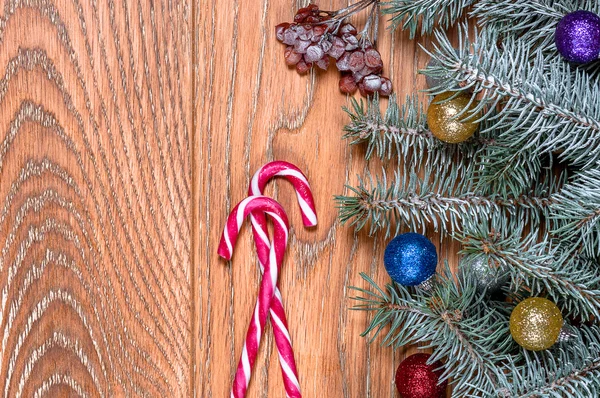 Caña de caramelo y árbol de Navidad — Foto de Stock