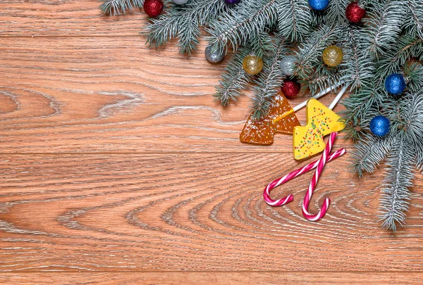 Caña de caramelo y árbol de Navidad — Foto de Stock