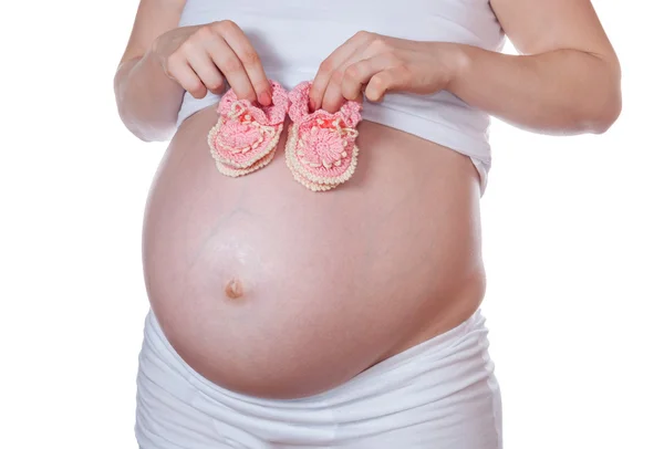 Беременная женщина в ожидании девочки — стоковое фото
