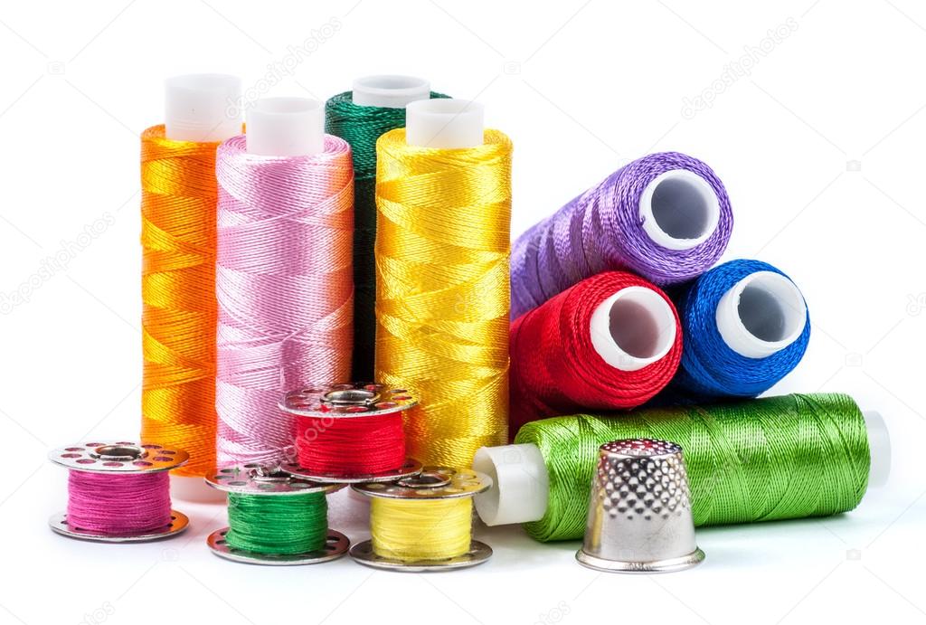 Composition With Tailor Needles And Threads Over White Background Stock  Photo, Picture and Royalty Free Image. Image 107485357.