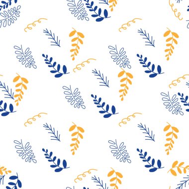 Bahar çiçeği arkaplanı. Kusursuz İslami şablon, tasarım için mavi ve sarı modern şekil, porselen, çinçin, seramik fayans, tavan tasarımı, doku, duvar, kağıt ve kumaş, vektör çizimi