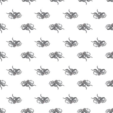 Mavi, eflatun ve pembe ahtapot desenli vektörsüz desen. Kumaş, ambalaj, duvar kâğıdı, giyim ve diğer deniz tasarımları için el yapımı illüstrasyon.