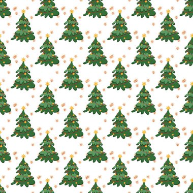 Noel ağacı, köknar ağaçları, havai fişekler. Tekstil, kumaş, duvar kağıdı, ambalaj, hediye paketi, kağıt, hatıra defteri ve ambalaj için yüzey tasarımı.