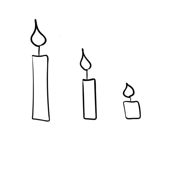 Handgezeichnete Kerze Isoliert Vektor Skizze Schwarz Weiß Hintergrund Illustration Icon — Stockvektor