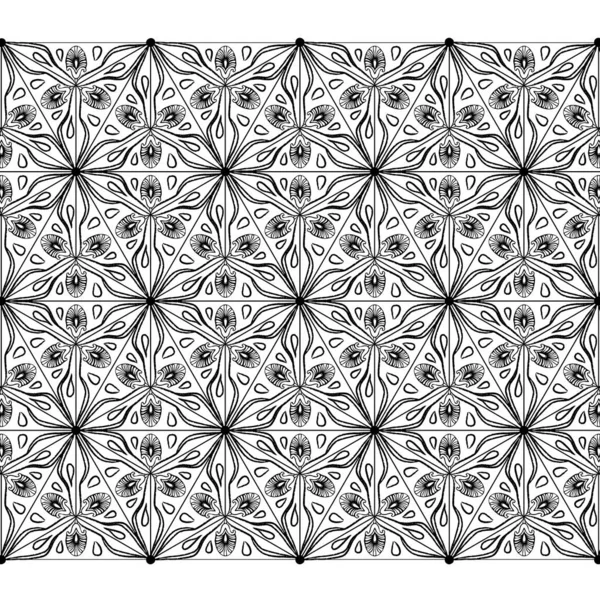 Schwarzes Muster Auf Weißem Hintergrund Wunderschönes Spitzendesign Zartes Blütenspinnennetz Moderne — Stockvektor