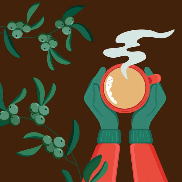 コーヒーや緑茶の入った女性の手のイラストがセットになっています カフェでティーコーヒーブレイク 困難な時にフレンドリーなサポート 女性のコーヒーハウスの会話 ストックベクター C E11enazlata Gmail Com