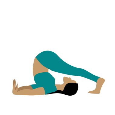 Doğada meditasyon yapan bir kadın. Kadın yogası. Yoga, meditasyon, rahatlama, dinlenme, sağlıklı yaşam tarzı kavramları. Çizgi film tarzında vektör illüstrasyonu