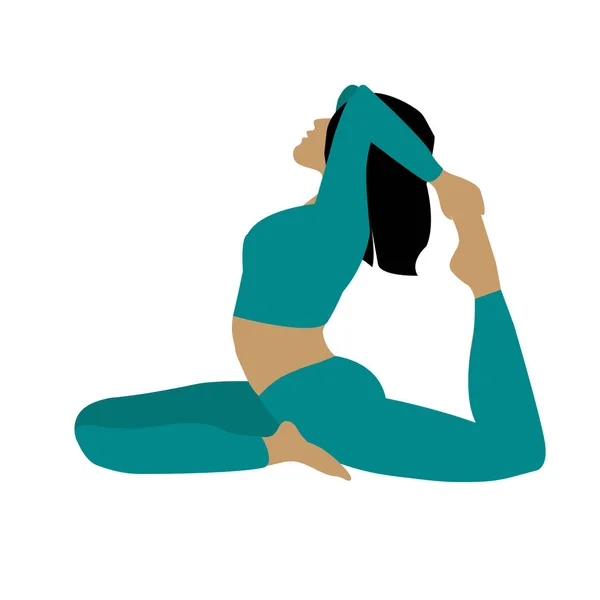 自然の中で瞑想女性 女のヨガ リラックス レクリエーション 健康的なライフスタイルのためのコンセプトイラスト 平面漫画風のベクトルイラスト — ストックベクタ