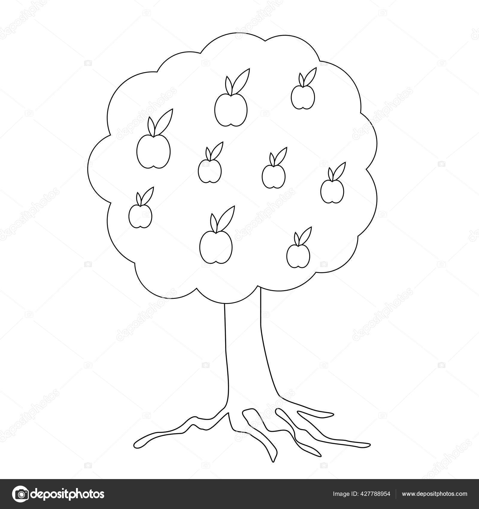 Clipart Apple Tree Black And White