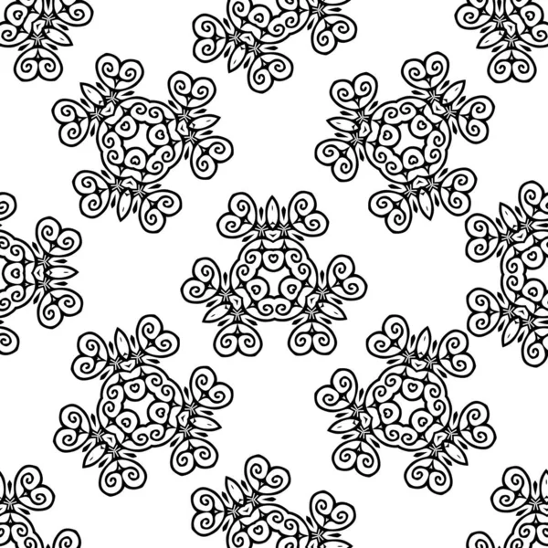 Monocromático padrão tribal minimalista com sol étnico e flor de lírio. Inspirado nos sinais da cultura gótica. — Vetor de Stock