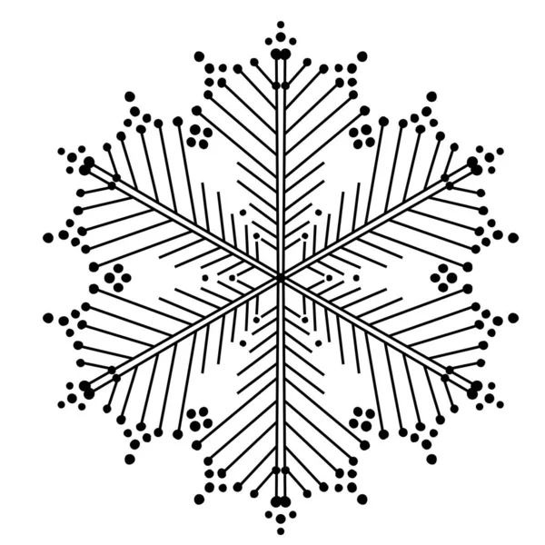 Snowflake Doodle Graphic Hand Drawn Set Black White Collection Snowflakes — Stock Vector