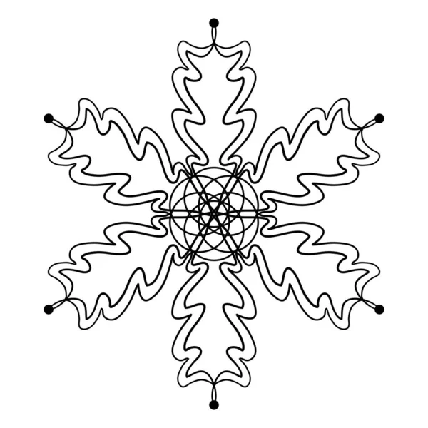 Snowflake Doodle Graphic Hand Drawn Set Black White Collection Snowflakes — Stock Vector