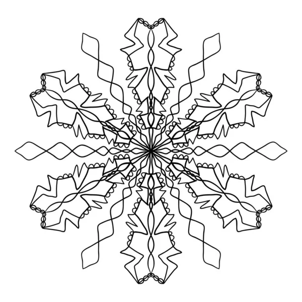 Schneeflockenkritzelgrafik Handgezeichnetes Set Schwarz Auf Weiß Kollektion Von Schneeflocken Für — Stockvektor