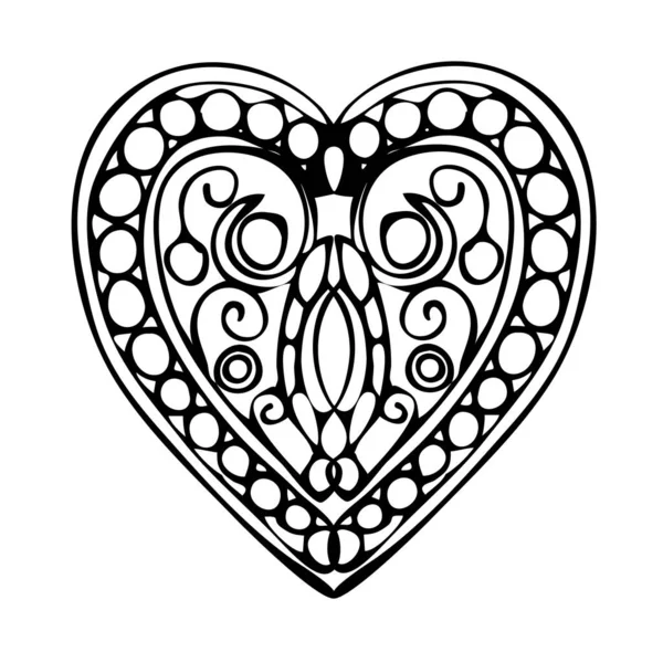 Le coeur. Illustration vectorielle illustration en noir et blanc. — Image vectorielle